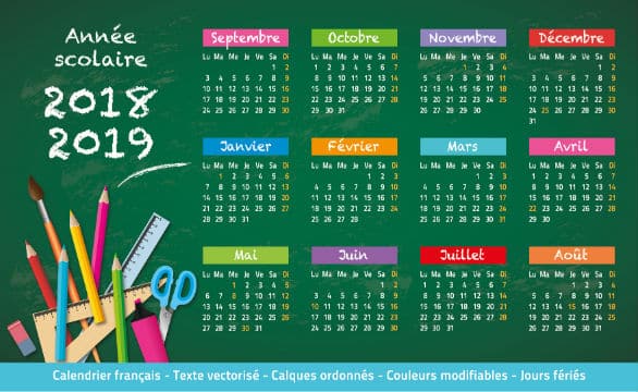 Le calendrier scolaire 2018-2019