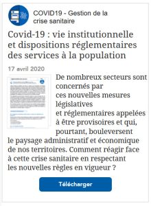 Covid-19 : vie institutionnelle et dispositions réglementaires des services à la population