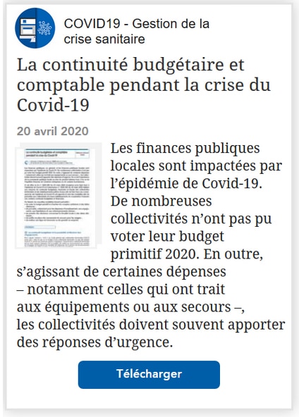 La continuité budgétaire et comptable pendant la crise du Covid-19