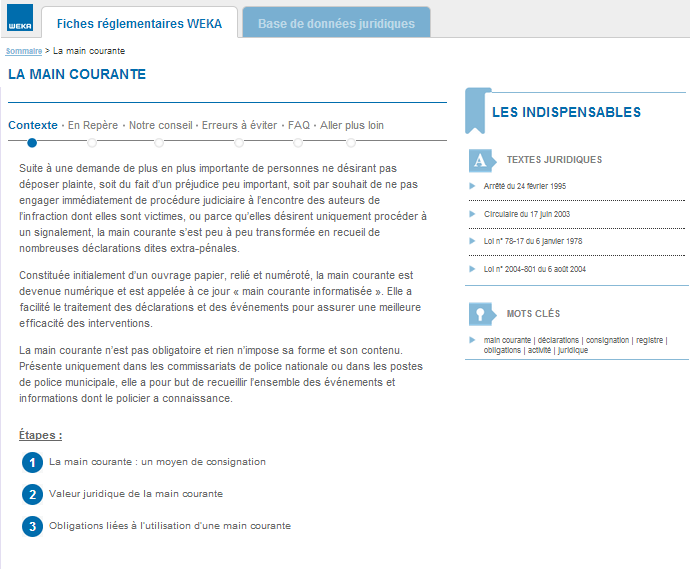 Les fiches Weka, support documentaire de Mobi-Police
